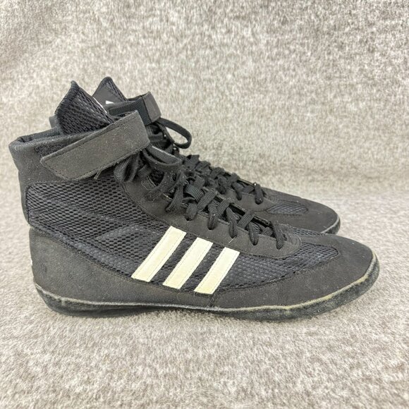 ✅ Mens 10.5 Adidas Wrestling High Top Athletic Shoes/Sneaker Black White Mesh - Picture 8 of 13
